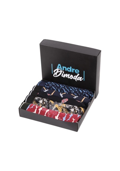 Andredimoda Erkek Pamuklu Likralı Boxer 5'li Premium Paket Çeyizlik Özel Dizayn Desenli-1 Desenli-1