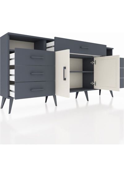 Arges Konsol 4 Raflı 7 Çekmeceli 2 Kapaklı 176x30x83 Antrasit-aytaşı/antrasit Aytaşı/antrasit Arges Konsol 4 Raflı 7 Çekmeceli 2 Kapaklı 176x30x83 Antrasit-aytaşı/antrasit Aytaşı/antrasit