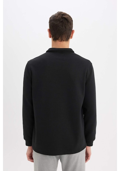 DeFacto Regular Fit Dik Yaka Yarım Fermuarlı Basic Düz Sweatshirt D7226AX25SPBK81