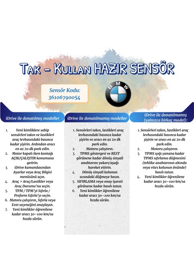 Bmw Uyumlu Qqr Hazır Sensörlu Subap 36106790054 Tak-kullan