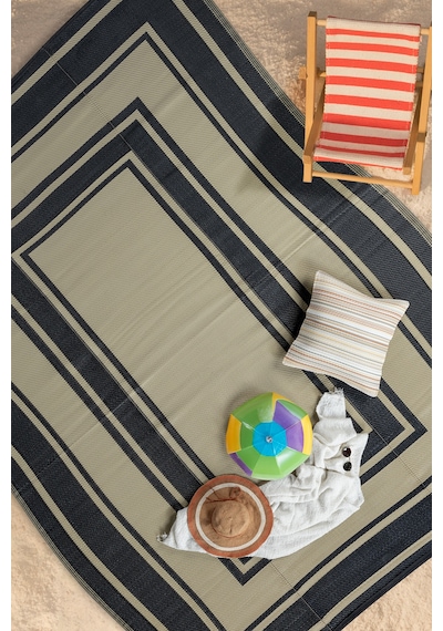 Savana Xl Plaj Kamp Karavan Piknik Bahçe Halısı Balkon Teras Hasır Mat Savan Halı 240x330 Siyah