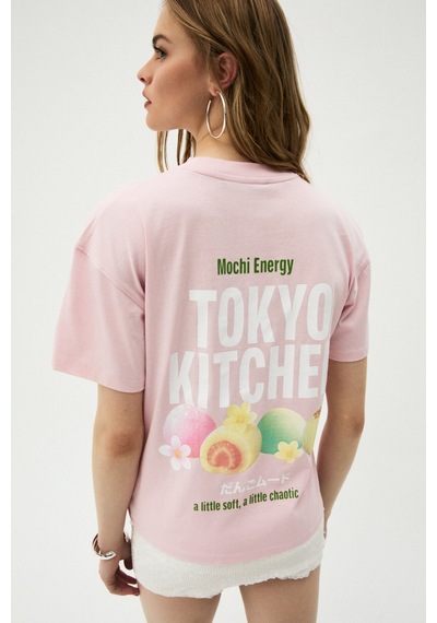 Grımelange Mochı Kadın %100 Organik Pamuklu Yuvarlak Yakalı Baskılı Pembe T-shirt Grımelange Mochı Kadın %100 Organik Pamuklu Yuvarlak Yakalı Baskılı Pembe T-shirt