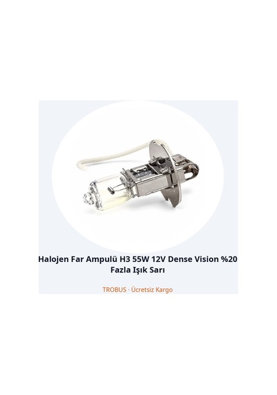 Trobus Halojen Far Ampulü H3 55w 12v Dense Vision %20 Fazla Işık Sarı
