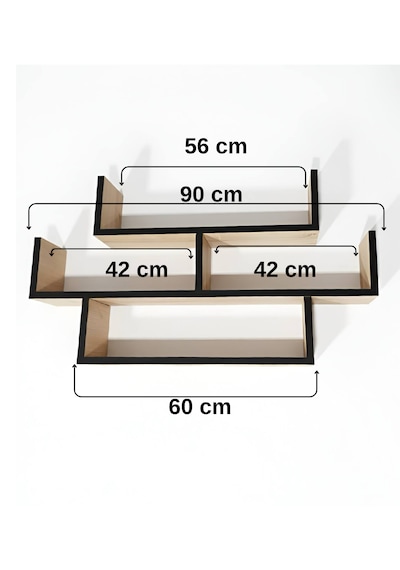 Modern 3'lü Duvar Rafı Seti - Safir Meşe & Beyaz