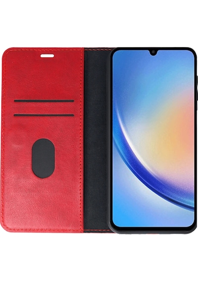 Newface - 814 - Samsung Uyumlu Galaxy A24 4g Kılıf Trend S Plus Kapaklı Kılıf - Ece-umay - - Kırmızı