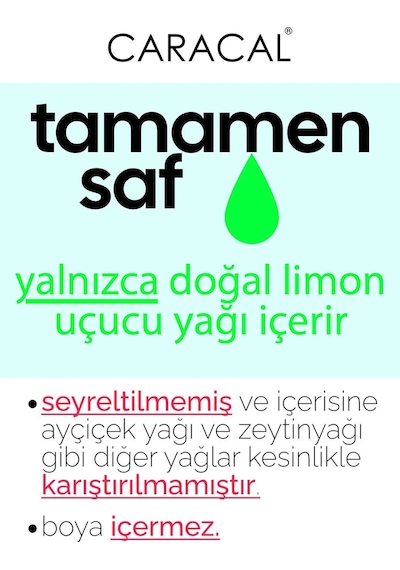 Caracal Saf Limon Kabuğu Yağı Limon Uçucu Yağı Limon Yağı 30ml %100 Saf Ve Doğal 30 ML