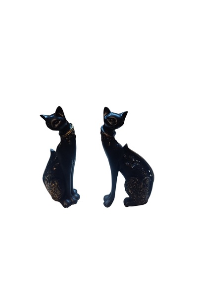 13 Cm-18 Cm Ebatlarda Kırılmaz Polyestr2li Siyah Renk Kedi Biblo
