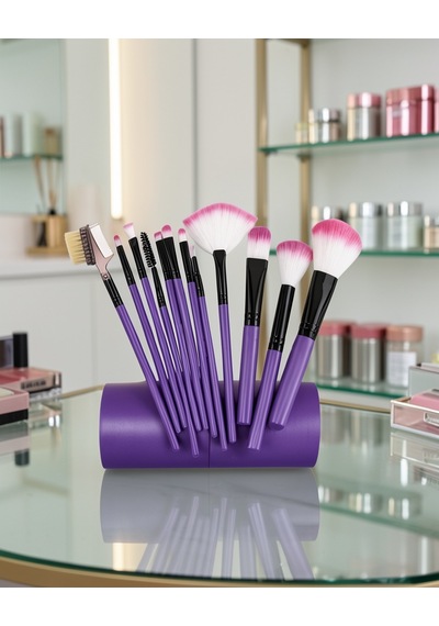 12 Parça Makyaj Fırça Takımı Ergonomik Saplı Xucz12parçamakyajfırçasıııııı-8