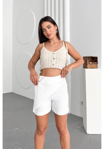 HLT Jeans Beyaz Kadın Slim Yandan Fermuarlı Yüksek Bel Kısa Keten Şort Etek Mia-4557 Beyaz HLT Jeans Beyaz Kadın Slim Yandan Fermuarlı Yüksek Bel Kısa Keten Şort Etek Mia-4557 Beyaz