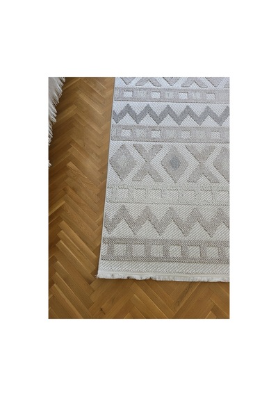 Badelya Home Monaco 0038 Krem Gri İskandinav Sisal Bukle Yumuşak Özel Ölçü Salon Koridor Mutfak Halısı Yolluk 0038-krem/bej/gri