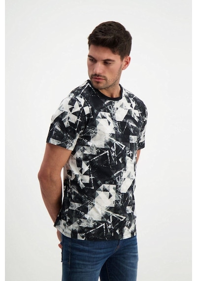 Rich Siyah Desenli Erkek Bisiklet Yaka T-shirt SIYAH
