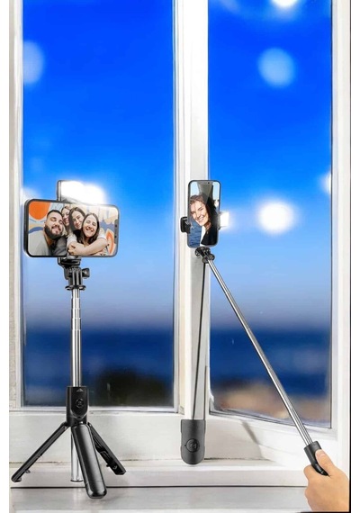 Selfie Çubuğu Tripod Kumandalı Telefon Tutucu Siyah Diğer 18911516