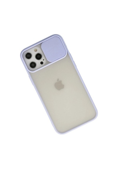 Apple İphone 12 Pro Max Kılıf Palm Buzlu Kamera Sürgülü Silikon - Lila Çok Renkli