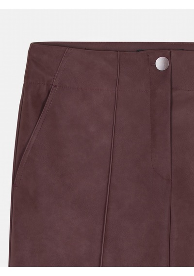 Dilvin 72252 Dikiş Detaylı Süet Görünümlü Pantolon-bordo Bordo