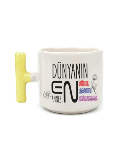 Dünyanın En Annesi Baskılı Sarı Kulplu T Kupa