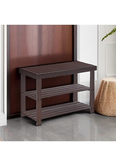 Songmıcs Ayakkabı Rafı Tezgahı, 3 Katmanlı Bambu Ayakkabı Depolam