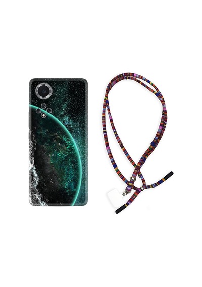 Huawei Nova 9 Kılıf Rasta Boyun Askılı Green World 1856