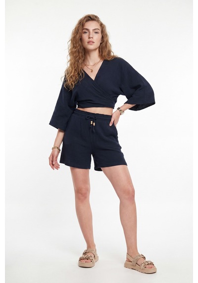 Lela Pamuklu Regular Fit Bağlamalı Crop Kimono Bayan Kimono 668yl2783 Lacivert Lela Pamuklu Regular Fit Bağlamalı Crop Kimono Bayan Kimono 668yl2783 Lacivert