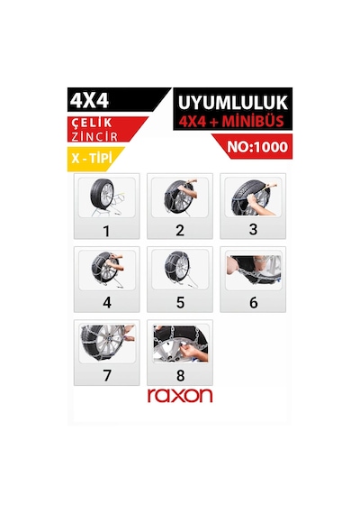 4x4 X Tipi Kar Zinciri No:1000 Çelik Güçlü Tutuş & Kış Koşullarına Uyumlu 1000 x R22