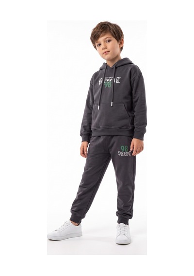 Toontoy Kids Toontoy Erkek Çocuk Kapüşonlu 98 Presen Baskılı Eşofman Takım Kahve