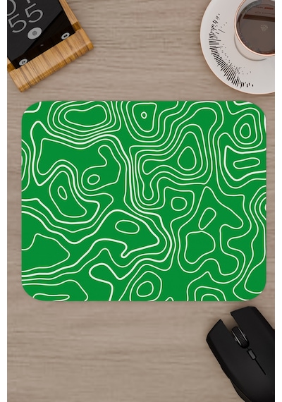 Yeşil Beyaz 22x18 Taraftar Gaming Oyuncu Mouse Pad Kaymaz Taban Küçük Klavye Fare Altlığı Topography