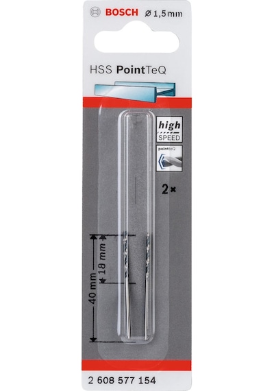 Bosch HSS-PointTeQ 1.5 mm 2'li Paket Metal Delme Ucu - 2608577154