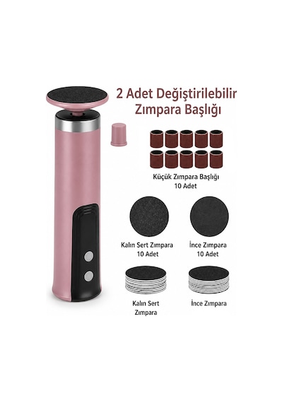 Exenar - Pembe - Ayak Nasır Ve Tırnak Törpüsü Ayak Bakım Cihazı Nasır Sökücü Profesyonel 6 Kademeli Auhma Ahb07