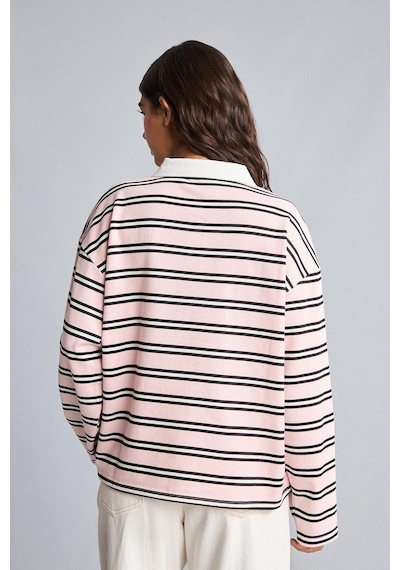 Defacto %100 Pamuk Overshırt Fıt Yarım Fermuarlı Baskılı Sweatshirt H4215ax26wnpn141 Pembe-pn141