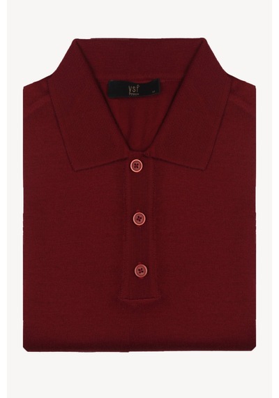 Erkek Bordo Polo Yaka Klasik Triko