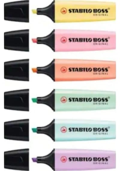 Boss Fosforlu Kalem Pastel Renkler 6adet Diğer