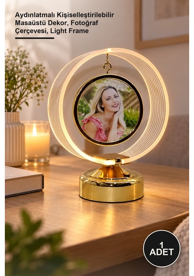 1 Adet Kişiye Özel Led Çerçeve Aydınlatmalı Kişiselleştirilebilir Masaüstü Dekor, Fotoğraf Çerçevesi, Light Frame