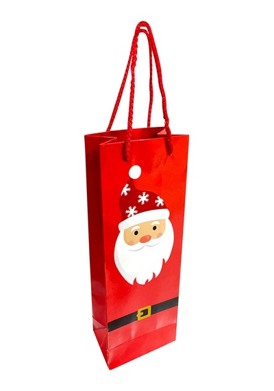 Yılbaşı Noel Baba Desenli Hediyelik Şişe Çanta 2'li