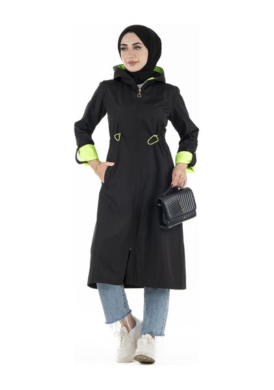 Sevitli Neon Trençkot-siyah-2448-siyah Siyah