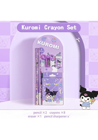 Sanrio Kuromi Cinnamoroll Kuromi Kırtasiye Seti 12 Parça Kuromi Kırtasiye Seti Mor