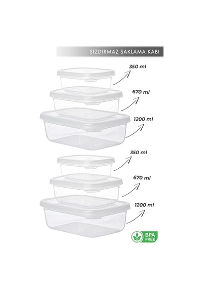 Dikdörtgen Sızdırmaz Saklama Kapları Şeffaf 5 Lı Set Diğer