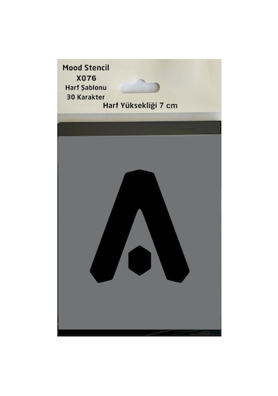 Stencil Harf Boyama Şablonu X076 Harf Yüksekliği 7 Cm