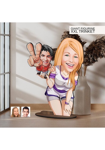 Bk Gift Kişiye Özel Sevgililer Karikatürlü Büyük Boy Ahşap Biblo-30 Arkadaşa Hediye , Sevgiliye Hediye, Kişiye Özel Biblolar Kobitmeyen137588 Bk Gift