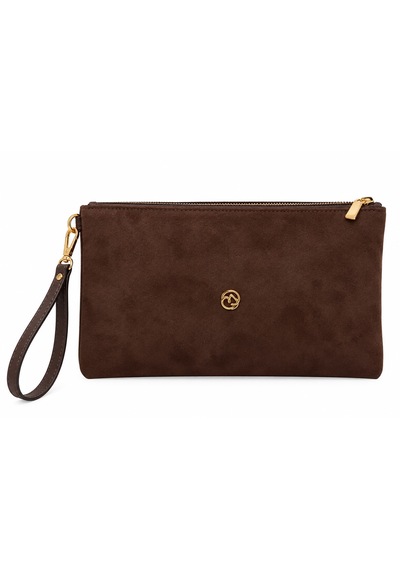 D&s Accessories Kadın Suet Clutch Şık El Çantası Acı Kahverengi