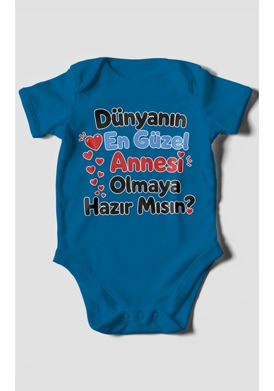 Morivokids Anneye Özel Kısa Kollu Bebek Body %100 Pamuk Zbn177-kk Koyu Mavi