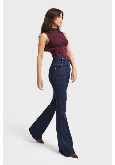 it's basic Kadın İndigo Renk 7w5-50 Flare Fit Elastan Kumaş Denim Jean