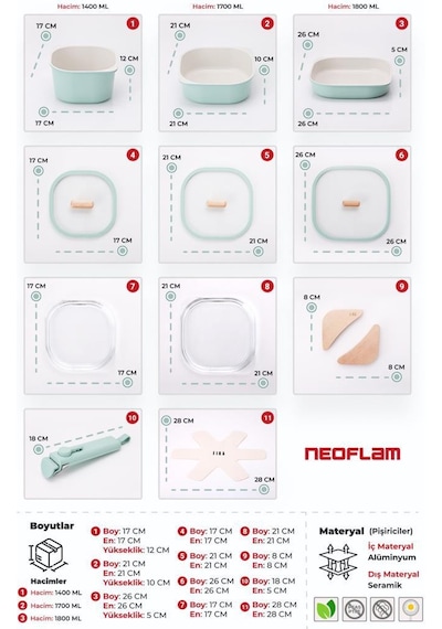 Neoflam Fika Comfort Yeşil Tencere Ve Tava Seti