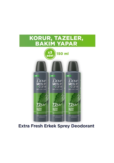 Men +care Advanced Erkek Deodorant 72 Saat Koruma Extra Fresh 150 ML X3