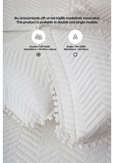 Evlen Home Ollie %100 Pamuk Yatak Örtüsü Pike Takımı Çift Kişilik Ponponlu Kapitone Günlük Krem Kırık Beyaz Evlen Home Ollie %100 Pamuk Yatak Örtüsü Pike Takımı Çift Kişilik Ponponlu Kapitone Günlük Krem Kırık Beyaz