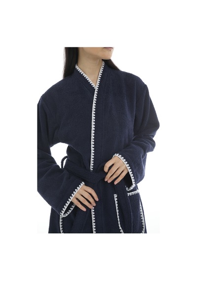 Athena Kimono Kadın Bornozu- Lacivert %100 Pamuk Lacivert