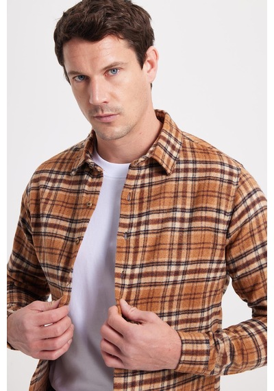 Tudors Erkek Slim Fit Dar Kesim Kareli Kışlık Oduncu Gömlek-42359 Kahverengi Tudors Erkek Slim Fit Dar Kesim Kareli Kışlık Oduncu Gömlek-42359 Kahverengi