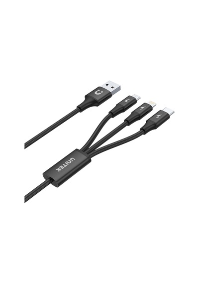 Premium Multi 3'ü 1 Arada Usb Şarj Kablosu, Evrensel, Çoklu Şarj Cihazı Kablosu, Micro Usb/tip C/lightning 3a 1,2 M, İphone/android Akıllı Telefon İçin, Siyah.