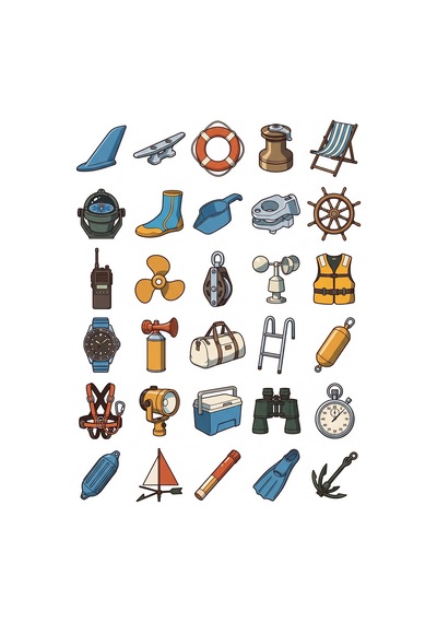 30 Adet Retro Yelken Ve Denizcilik Sticker Seti - Laptop, Defter, Matara Çok Renkli