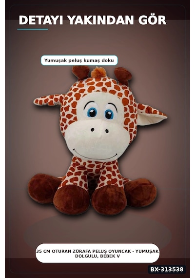 Bay 35 Cm Oturan Zürafa Peluş Oyuncak - Yumuşak Dolgulu, Bebek Ve Çocuk Odası İçin Bx-313538 Najmaddin