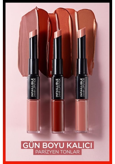 L'Oreal Paris Infaillible 2 Step 24 Saat Kalıcı Likit Ruj & Balm 213 Toujours Teaberry