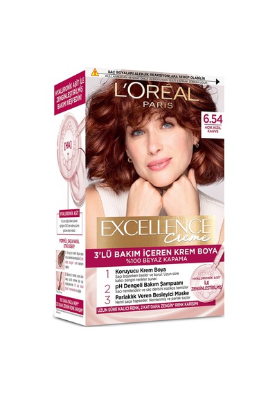 2 Adet Excellence Creme 6.54 Açık Kızıl Kahve Saç Boyası 192 Ml